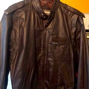 Brown leather Members Only jacket